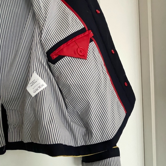 J. Crew Wool Navy Blazer Jacket Ruffle Gold Trim Buttons Military Preppy 6 J - Picture 7 of 10